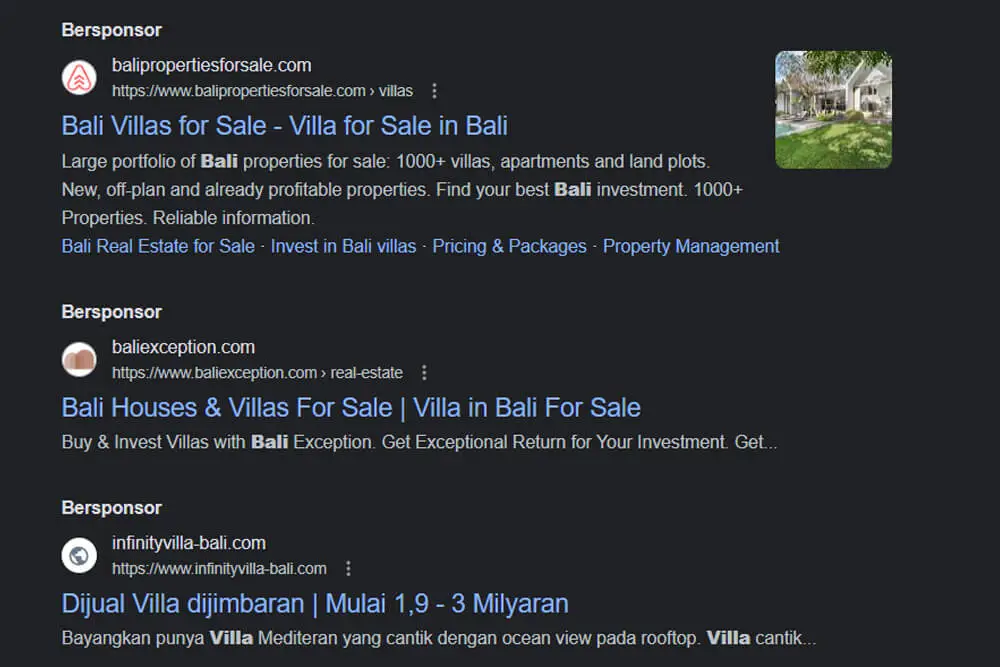 Tampilan SERP iklan
