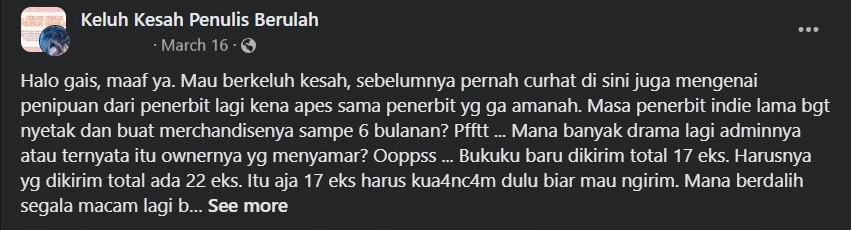 Kasus penipuan yang menimpa dunia penulis
