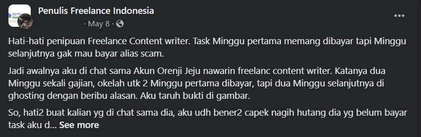 Kasus penipuan yang menimpa dunia penulis