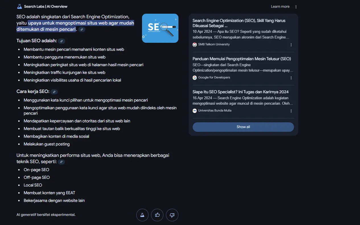 Tampilan Overview AI di Google
