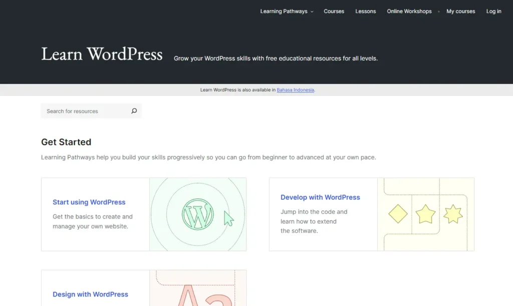 tampilan wordpress learn